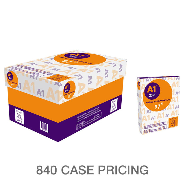A1 - Premium Printer Paper, Letter, 97 Bright, Case Pricing Order of 840 W7