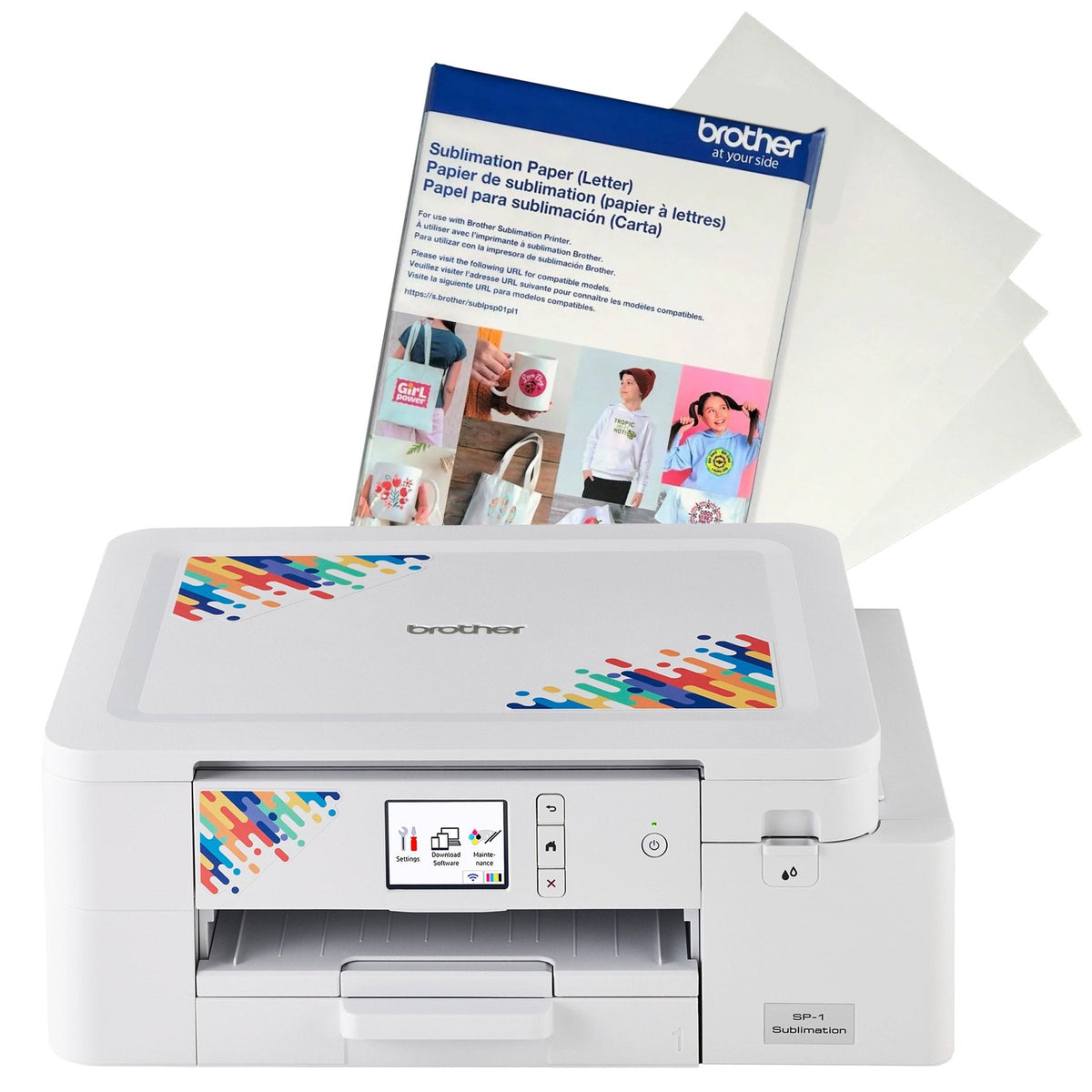 Brother SP1 Sublimation Printer Bundle with Genuine Sublimation Paper 100-pack