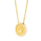 Round Paw Print Pendant in Yellow Gold